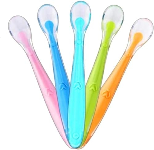 House of Luxx Cucharas de silicona para bebé con estuche de viaje para alimentar a los niños pequeños, sin BPA