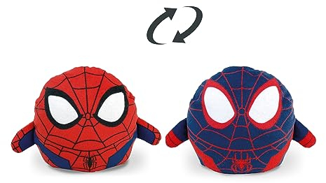Simba Disney 6315870375 - Spiderman und Miles Morales Reversible Plüschtiere, 8 cm, ab 0 Monaten, Blau