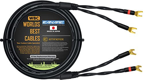 WORLDS BEST CABLES 4 Foot - Canare 4S11 – Audiophile Grade - HiFi Star-Quad Single Speaker Cable for Center Channel with Eminence Gold Spade Connectors