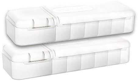 MUQING Daily Contact Lenses Cases Storage Bin, 2 PCS Large capacity Disposable Eye Contact Lenses Case Organizer Box, Storage Box for All Brand Cosmetic Contact Lens Cases(White)
