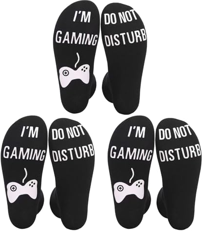 EUPSIIU 3 Paires Chaussettes Amusantes, Nouveauté Chaussettes Lettres, Do Not Disturb, I'm Gaming Chaussettes Courtes Fantaisie, Humoristique Chaussette Drôle pour Homme Femme
