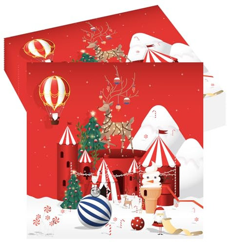 20Pcs Christmas Party Napkins,Christmas Napkins Serveittes for Xmas Party,Christmas Paper Tableware Decoration,Christmas Red Nutcracker Amusement Park Paper Tissues for Christmas Family Party Supplies