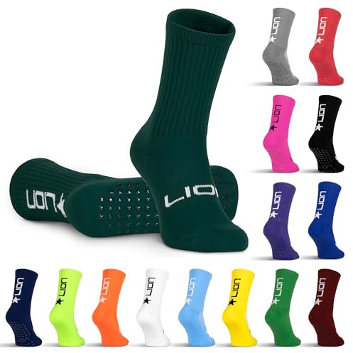 LION SPORTSWEAR Football Grip Socks For Men/Women/Kids - Variety Of Colours To Match Your Team Kit & Sleeve Socks (UK, Alpha, S, Forest Green)