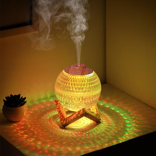 Crystal Ball Mini Humidifier, Cute Cool Mist Humidifier for Kids Bedroom with 7 Colors LED Night Light, Small Glass Decor Personal Humidifier Auto Shut-Off Super Quiet for Party Baby Office Plants
