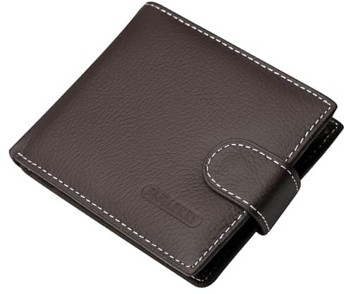 LEEXTON Portefeuille Homme en Cuir Véritable RFID, Porte Monnaie avec Poche, Porte Monnaie Homme，2 Compartiments à Billets, 8 Porte-Cartes de Crédit (Fenêtre d'Identité)