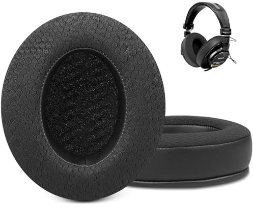 GVOEARS Replacement Ear Pads for Sony MDR 7506, Mesh Material Earpad Cushions for Sony MDR V6 / MDR V7 / MDR-CD900ST Headphones with Noise Isolation Memory Foam Protein Leather (Black)