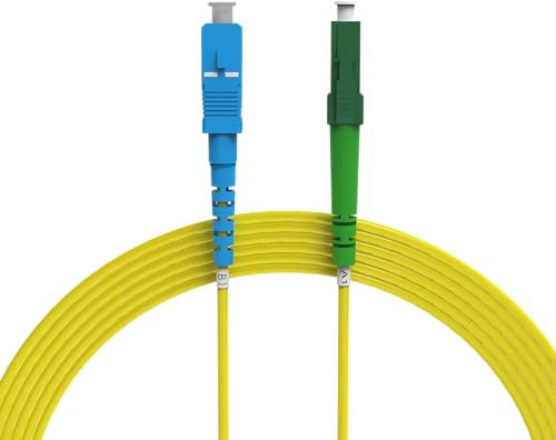 nexinex - 20m Glasfaserkabel LC/APC auf SC/UPC Patchkabel | LWL Simplex Singlemode OS2 FTTH Glasfaser Lichtwellenleiter Kabel