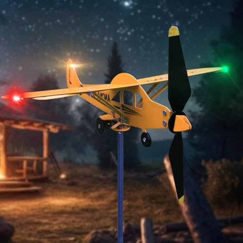 RKYRRKI Girouette lumineuse pour avion, avec lumière LED, girouettes pour cour, abris de jardin, girouette, coupole, maison, girouettes de jardin