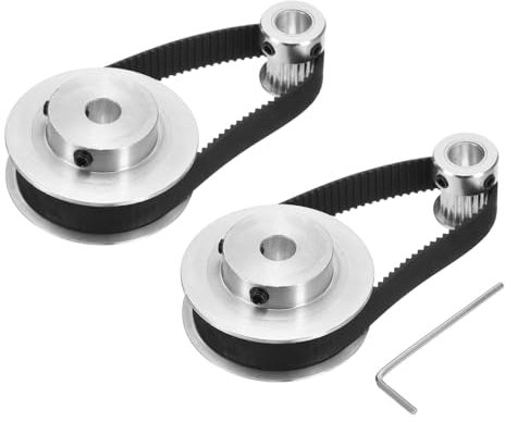 QUARKZMAN 2 Set GT-2 Synchronrad 20&60 Zähne 8mm Bohrung Aluminiumlegierung Zahnriemenscheibe mit 2 Stück Länge 200mm Breite 10mm Riemen für 3D-Drucker CNC-Maschine (20-60T-8B-10)