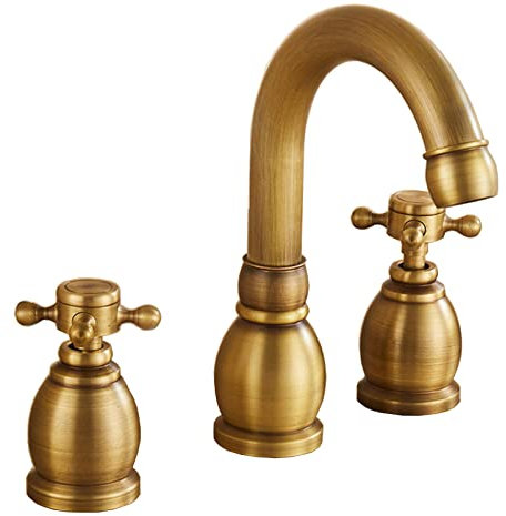 Waschbecken Wasserhahn Badezimmer 3 Loch 8 Zoll,Badezimmer Wasserhahn 8 Zoll,Badezimmer Waschbecken Wasserhahn Doppelgriff,3 Löcher Wasserhahn für Badezimmer Waschbecken,Antik B Badezimmer Hardware