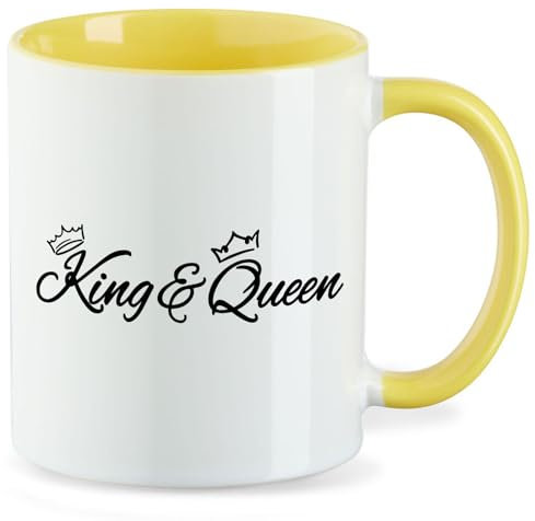 Huuraa tasse à thé King & Queen Krone Mug cadeau en céramique jaune 330 ml King & Queen Krone Surprendre