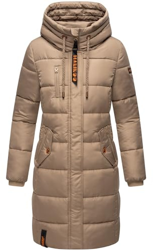 MARIKOO Damen Winter Jacke Stepp Parka Mantel Winterjacke warm gefüttert Yuikoo XS-XXL (DE/NL/SE/PL, Alphanumerisch, S, Regular, Regular, Taupe Grey)
