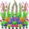 QUOZUO 25pcs Colorful Aquarium Artificial Plastic Plants Decoration, Grass Aquarium Decor Set, Fish Tank Decorations Hides Accessories
