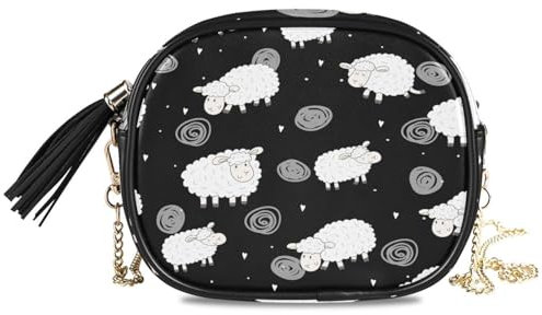 Umhängetasche mit niedlichem Schaf-Muster, kleine Handtasche, Geldbörse, Schaf, Tier, PU-Leder, Schultertasche, Organizer, Kettentasche für Damen, Mädchen, multi