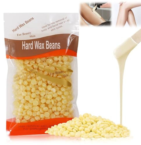 Perlas de Cera Depilatoria Caliente, 100g Perlas de Cera, Profesional Cera en Perla para Depilación, Ideal para Piel Sensible, para Depilación en Casa de Cara, Cejas, Axilas y Bikini, Amarillo