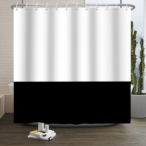 Xiaoterna Rideau de Douche à Rayures Rideau de Douche Moderne à Rayures Blanches et Noires Ligne Moderne Rideau de Douche Abstrait géométrique Tissu imperméable et Lavable en Machine 180x180cm
