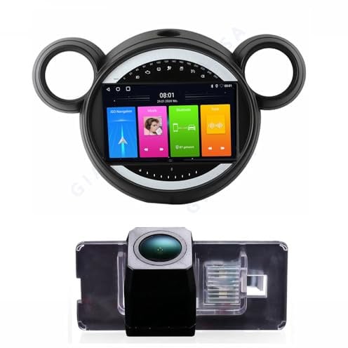 Autoradio GPS da 9 CarPlay e fotocamera posteriore Android compatibile con BMW Mini Cooper R50 R52 R53 R56 R57 R58 R59 F55 F56 F57/Clubman R55/Countryman R60/Paceman R61 (Navigator NO.B+7022 Camera)