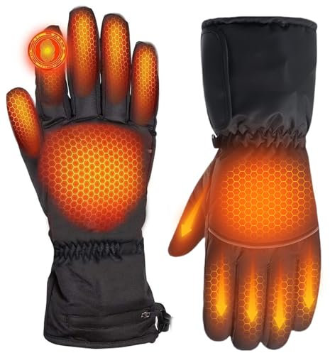 Heated Gloves for Men Women,Rechargeable Heated Gloves with Touch Screen Windproof Winter Gloves Washable Heated Mittens Electric Heated Hand Warmer for Motorcycle Snow Biking Skiing Winter Outdoor