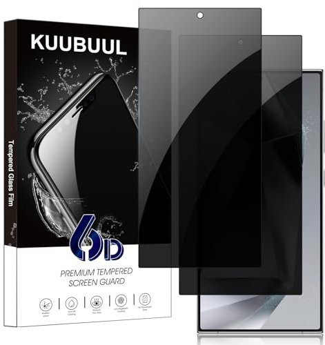 KUUBUUL Protection D'écran Anti-Espion pour Samsung S24 Ultra, 2 Pièces Verre Trempé pour Samsung Galaxy S24 Ultra[Empreinte Digitale Reconnaissable][Confidentialité Protection]