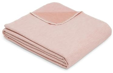 Ibena Lausanne Decke 140x200cm - Bio Baumwolldecke, Made in Germany, kuschelig & weich, Sommerdecke pfirsich