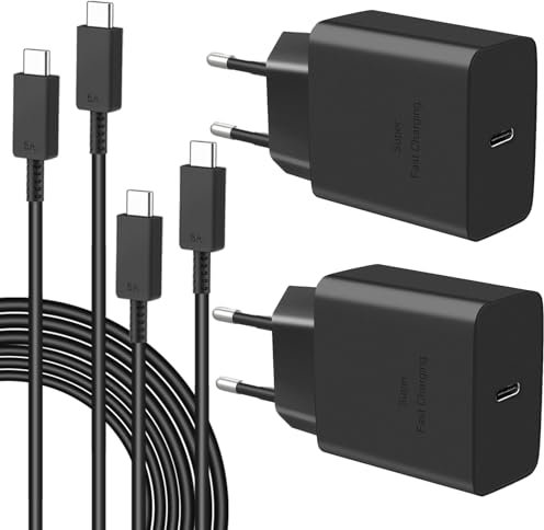 2er-Pack 45W USB C Schnellladegerät für Samsung Galaxy S25Ultra S25+ S25 S24Ultra S23 S22 S21 S20 FE Tab S10 S9 A56 A55 A54 A53 A36 A26 Z Flip 6,Gcstnn PPS PD3.0 Netzteil mit 2M 5A Schnellladekabel