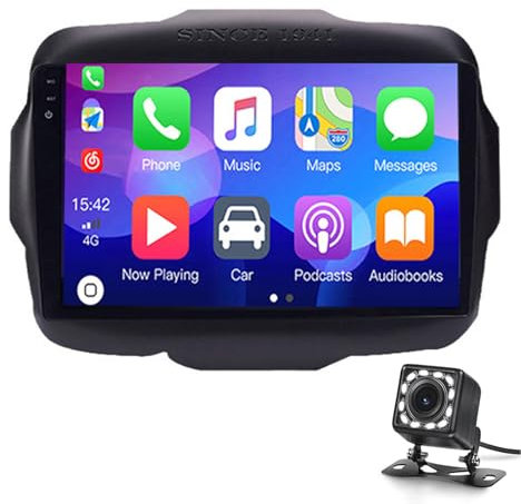 Für J-eep Renegade 2016-2020 Auto Stereo Mit Carplay Android Auto Tragbares Auto Radio, 9 Zoll Ips Touchscreen-bildschirm Mit Bluetooth 5.0/mirror Link/voice Assistant/sat Navi Aux/fm/aux(Color:M800S)