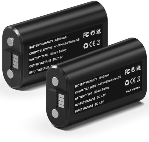Wzygdzsw 2×6660mWh Rechargeable Battery Pack for Xbox Series X/S & One/One S/One X/Elite Controllers, Overcharge/Short-Circuit Protection | Play & Charge Simultaneously, FCC/CE Certified