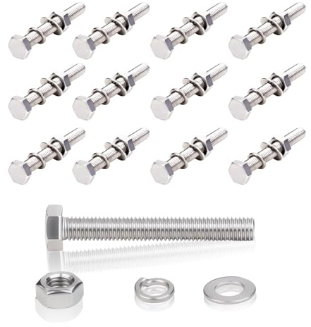 ddckj 12 Sets of M8x60 Bolts with Nuts and Washers 304 Stainless Steel Nut and Bolt Combination Kit