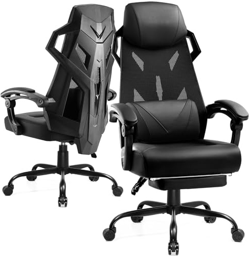 COMHOMA Ergonomischer Bürostuhl Schreibtischstuhl mit Verstellbarer Lendenwirbelstütze Drehstuhl mit Kopfstütze Bequeme Rückenlehne Chefsessel mit verbundenen Armlehnen