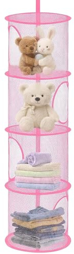 Astrevo Hanging Teddy Toy Storage Baskets: Soft Toy Mesh Net | 4 Tier Foldable Teddy Bear Hanging Storage Net for Soft Toys | Small Storage Bag for Cuddly Toys Clothes & Sundries