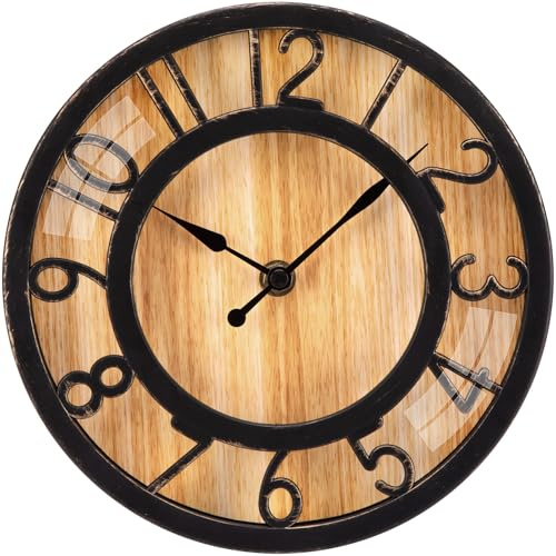 ACCSHINE Vintage Wanduhr Ohne TickgeräUsche Retro 20cm Quarz Groß Wanduhren Batteriebetriebene Wanduhr Lautlos Einfach zu Lesen für Wohnzimmer Zimmer Zuhause Küche Schlafzimmer BüRo Schule