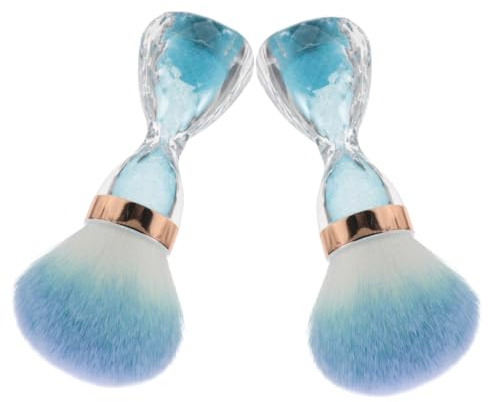 Zerodeko 2pcs Nail Dust Brushes Large Head Soft Bristle Nail Cleaning Brushes for Fingernail Dust Removal Portable Blue Manicure Tools Efficient Makeup and Art Cleaning