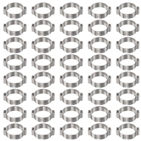 sourcing map Lot de 20 colliers de serrage à double oreille 18-21 mm en acier inoxydable 304 - Anneaux de sertissage pour tuyaux de carburant - Argenté