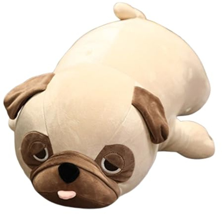 Mops Plüschtier, Liegender Mops Kuscheltier, Simuliertes Tier Hund Plüsch Spielzeug, kuschliges Mops Stofftier zum Kuscheln, Spielen, Happi Plüschkissen Puppe, Geschenk für Kinder Freunde (50cm)