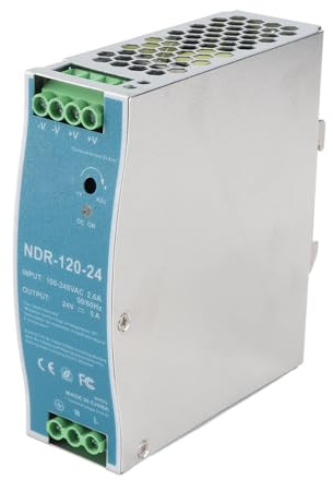 FTVOGUE Fuente de Alimentación de Carril Industrial 120W 24V 5A Convertidor de Potencia con Múltiples Funciones de Protección para Ferroviario AC 100 240V
