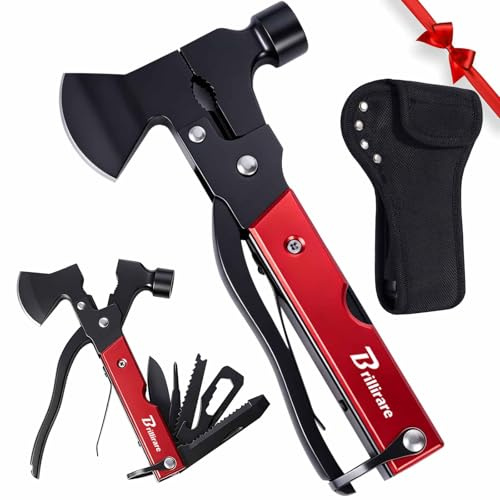 Axe Multitool 18 in 1, Handy All-in-One Tool for Men, Compact Camping Multi Tool with Belt Pouch, Screwdrivers, Can Opener, EDC Tools for Backpacking, Repairing, Survival and Emergency