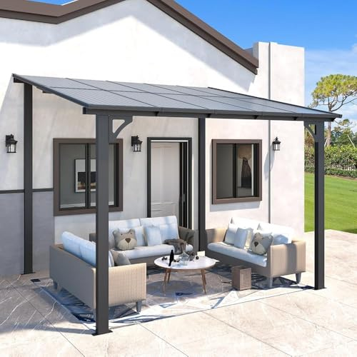 YODOLLA Pergola Aluminium 2.4m x 3m – Pergola Jardin Exterieur - Toit Incliné pour Ombre - Résistant aux UV & Intempéries - Noir