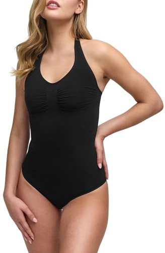 creamy fabrics Neckholder Bodysuit Shapewear Damen – Figurformender Body mit Slip – Starke Bauchkontrolle & Taillenformung – Nahtlos & unsichtbar unter Kleidung – Sculpting Body