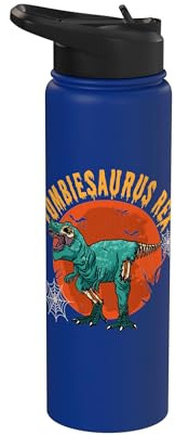 Zombiesaurus Rex T-Rex Zombie Dinosaur Spooky Halloween Stainless Steel Insulated Water Bottle