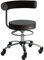 SANUS®-Gesundheitsstuhl | Rollhocker mit 360° Lehne, Fester Lehne, Sitzhöhe (42-51 cm), Stoffbezug grau/schwarz, Rollstopp-Rollen. Ergonomischer Bürostuhl, Erzieherstuhl