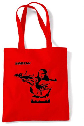 Tribal T-Shirts Damen Banksy Mona Lisa With Bazooka Tote Umhängetasche, Rot/Ausflug, einfarbig (Getaway Solids), Einheitsgröße