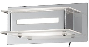 Trio Leuchten LED-Wandleuchte in Chrom, Glas satiniert/klar, mit Schalter, inklusive 1x 5W LED, Breite: 18 cm 222470106