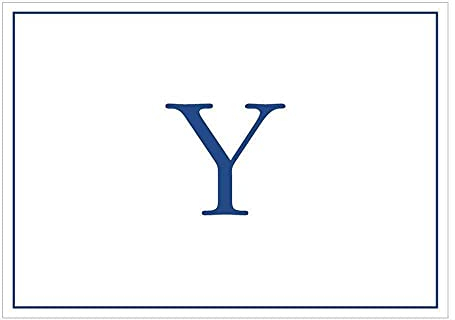 Entertaining with Caspari Grußkarten mit Initialen-Y, geprägt, Marineblau, 8 Stück