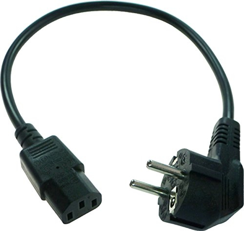 40 cm kurzes Stromkabel/Netzkabel für Kaltgeräte. Schutzkontaktstecker 90° (Typ E+F) - Kaltgerätebuchse gerade.