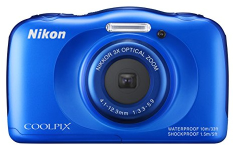 Nikon COOLPIX S33 Waterproof Shockproof Cold Resistant Camera Kit with Backpack - Blue (13 MP, CMOS Sensor)2.7-Inch LCD