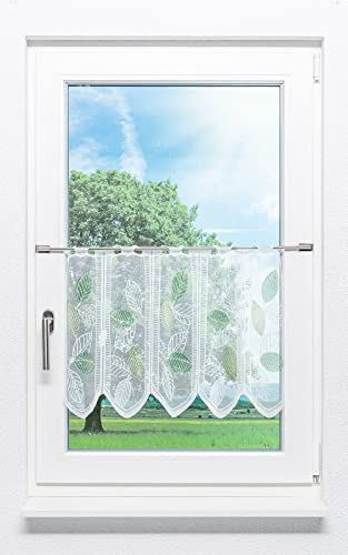LYSEL Scheibengardine Laubblätter (Bx H) 90cm * 45cm Grün/minzgrün