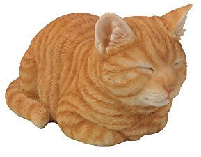 Hi-Line Gift Ltd Statuette Chat endormi tigré Orange