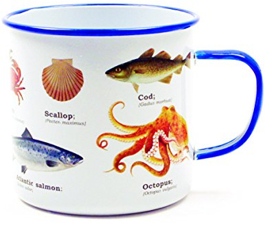 Gift Republic Sea Life Mug, Enamel, Multi-Colour