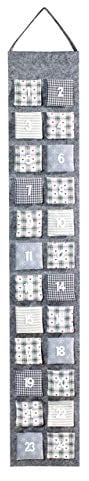 Heitmann Deco Adventskalender zum Aufhängen und selbst Befüllen - Filz-Adventskalender - Grau, Beige, Weiß, 39 x 23 x 3.5 cm