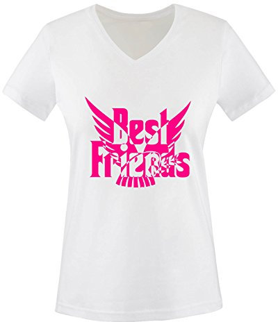 Comedy Shirts Best Friend Collants de Paix col en V 100% Coton à Manches Courtes - Blanc - XL